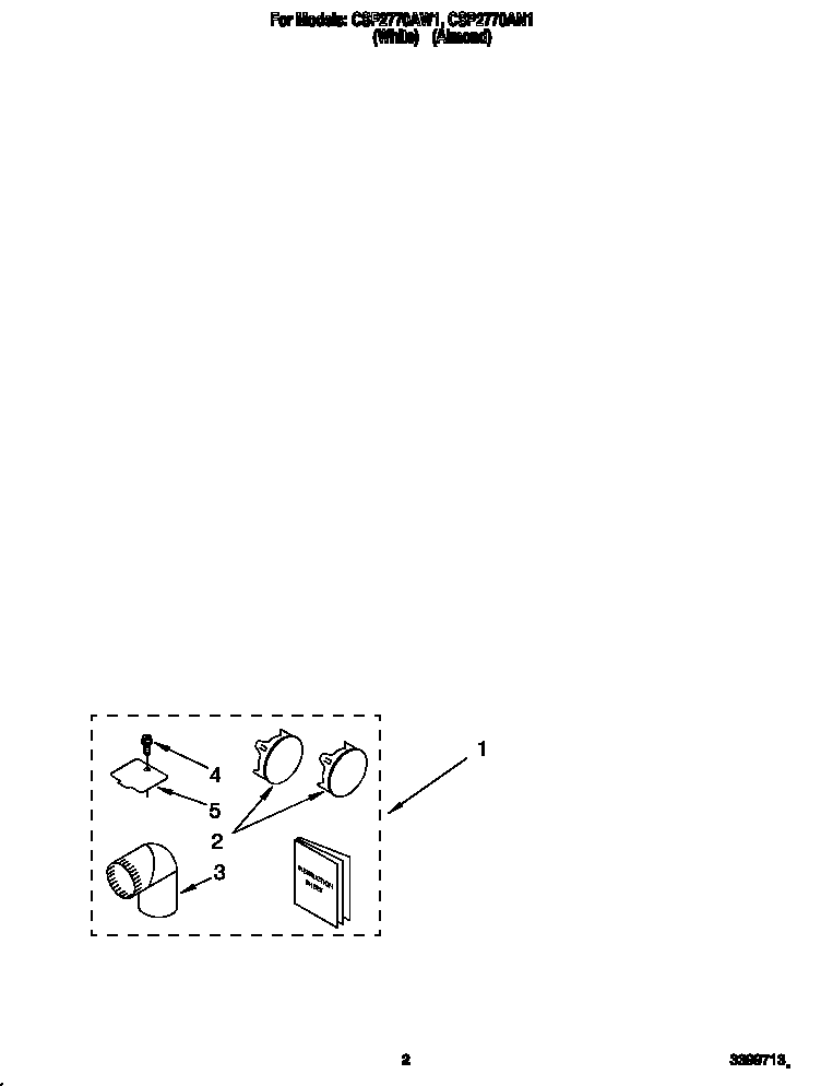 Whirlpool CSP2770AW1 dryer exhaust kit diagram