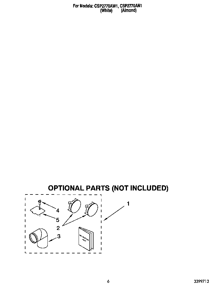 Whirlpool CSP2770AW1 dryer exhaust kit diagram