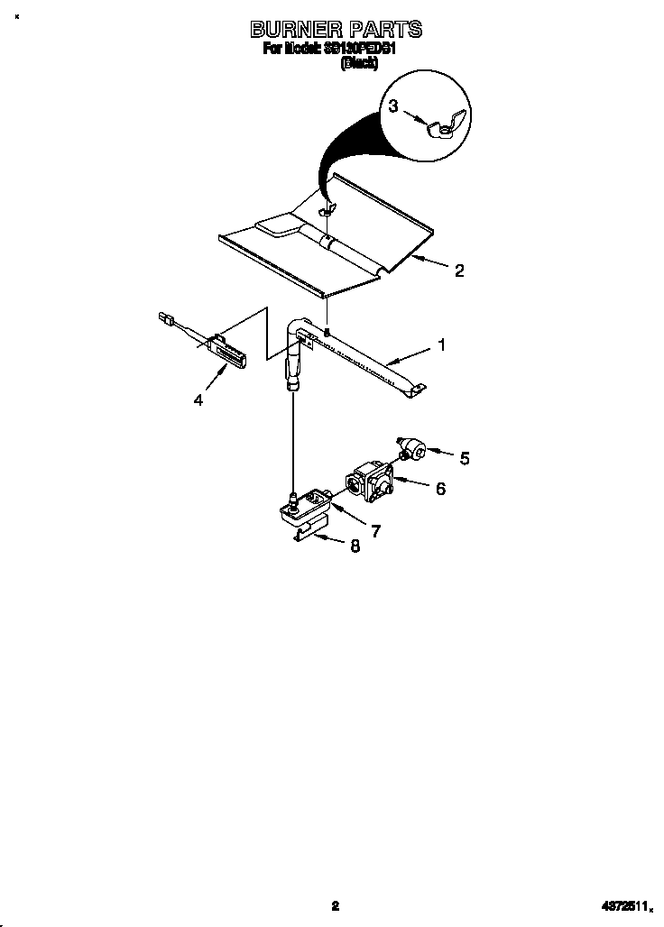 Whirlpool SB130PEDB1 burner diagram