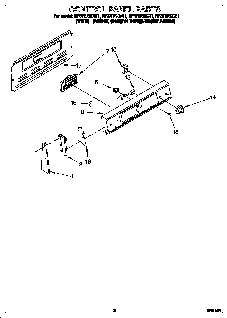 Whirlpool RF376PXDZ1 control panel diagram