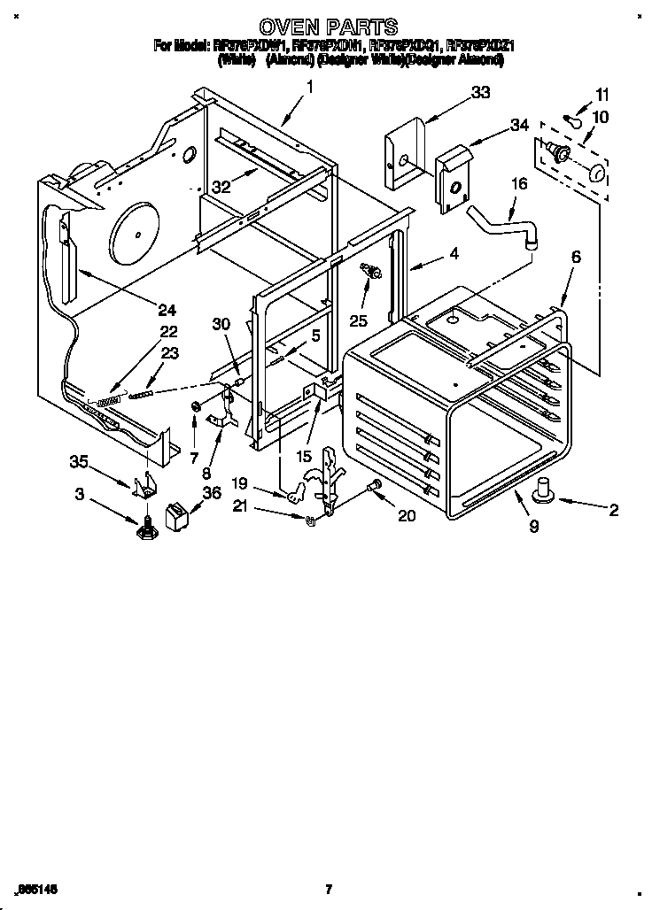 Whirlpool RF376PXDZ1 oven diagram