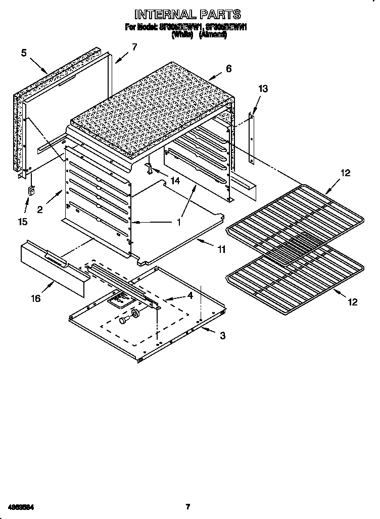 Whirlpool SF305BEWW1 internal diagram