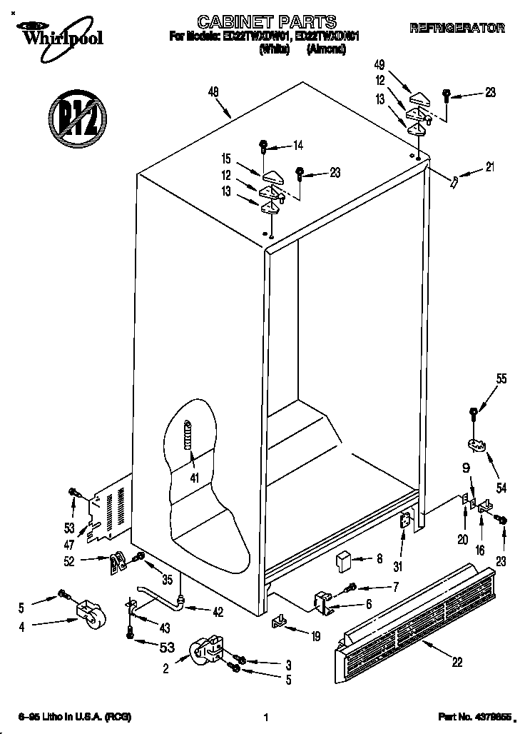 Whirlpool ED22TWXDW01 cabinet diagram