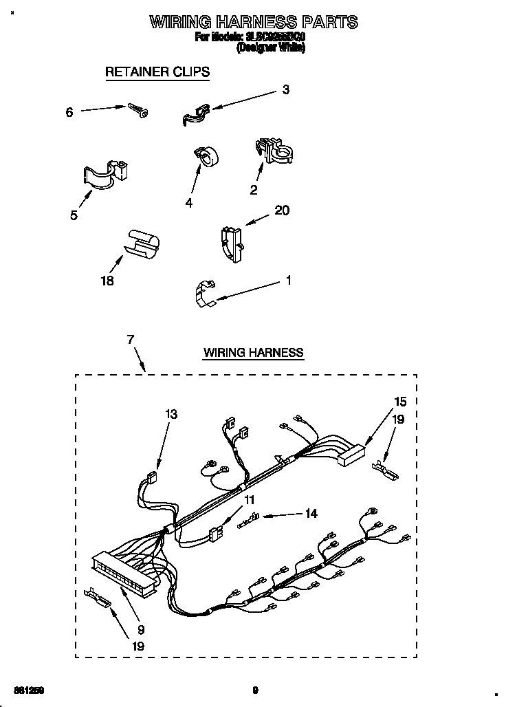 Whirlpool 3LSC9255BQ0 wiring harness diagram