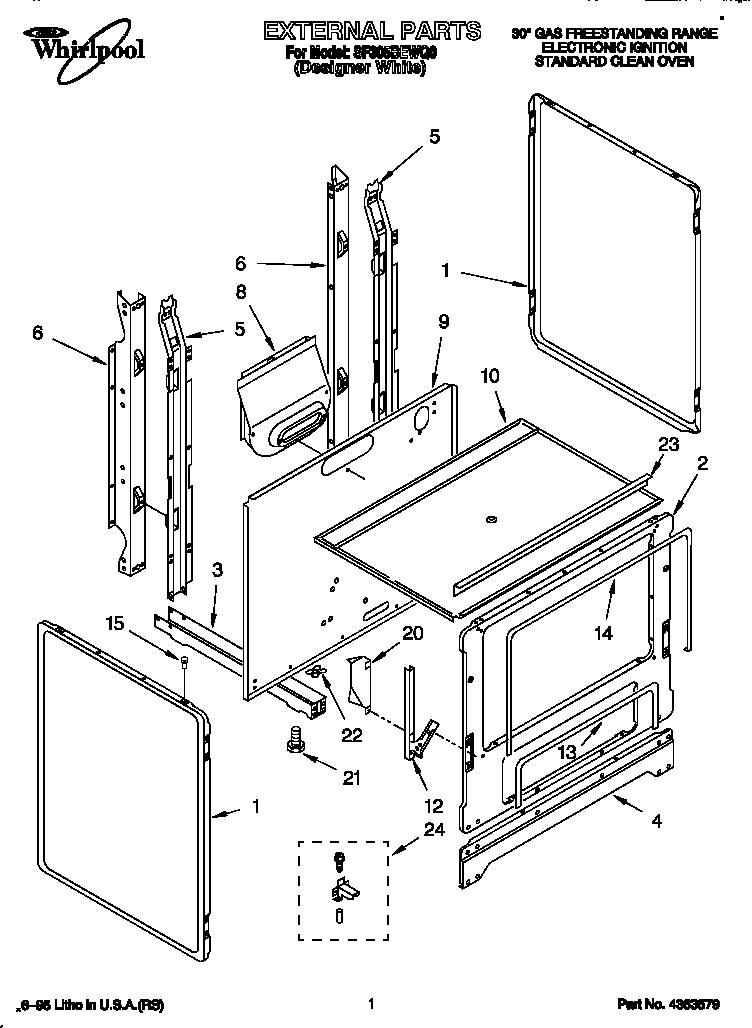 Whirlpool SF305BEWQ0 external diagram