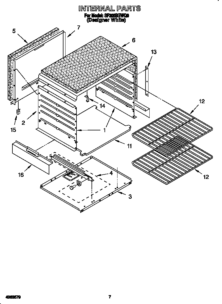 Whirlpool SF305BEWQ0 internal diagram