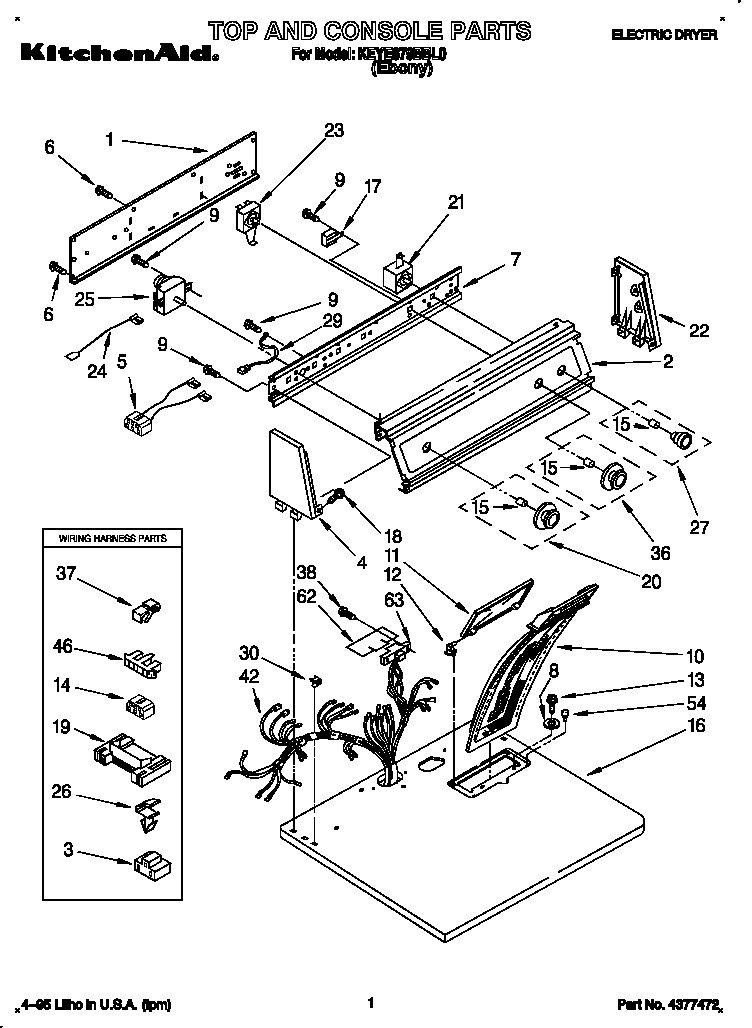 KitchenAid KEYE679BBL0 top and console diagram
