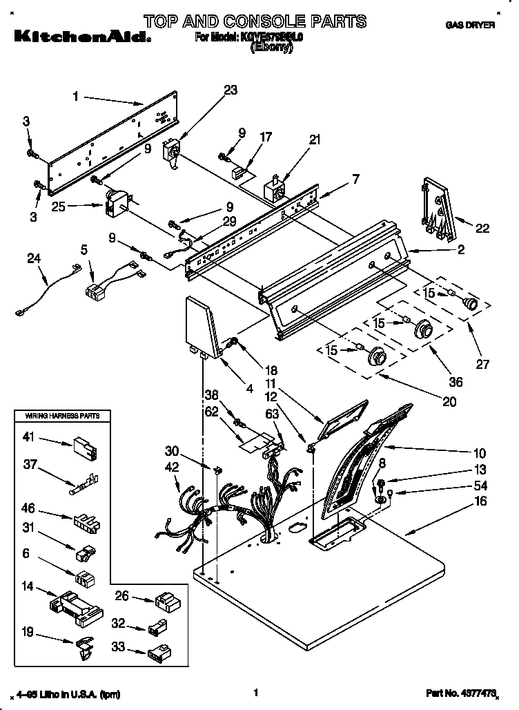KitchenAid KGYE679BBL0 top and console diagram