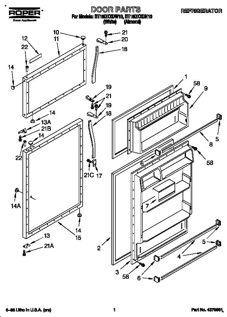 Roper RT18DKXDW10 door diagram