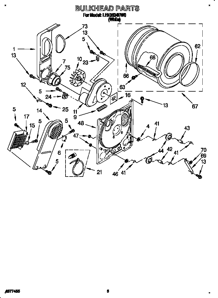 Whirlpool LEN3634DW0 bulkhead diagram