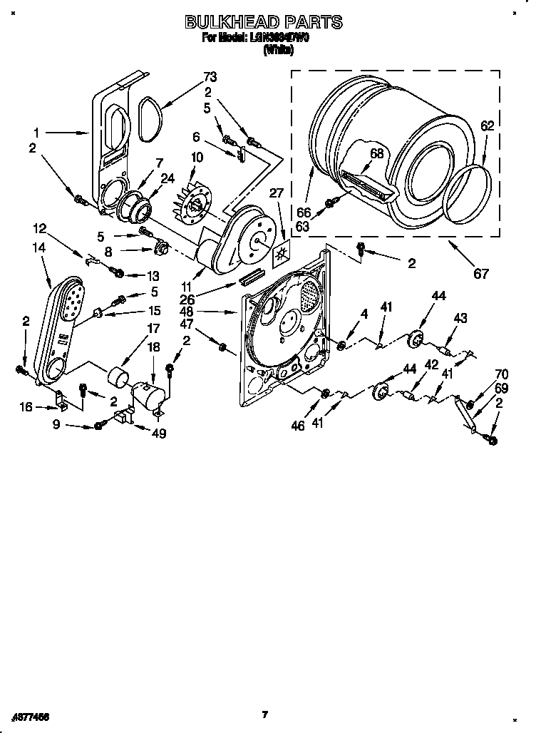 Whirlpool LGN3634DW0 bulkhead diagram