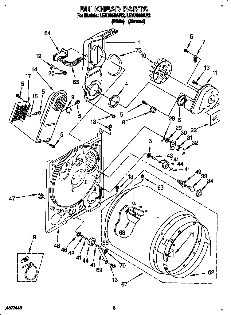 Whirlpool LEV7858AW2 bulkhead diagram