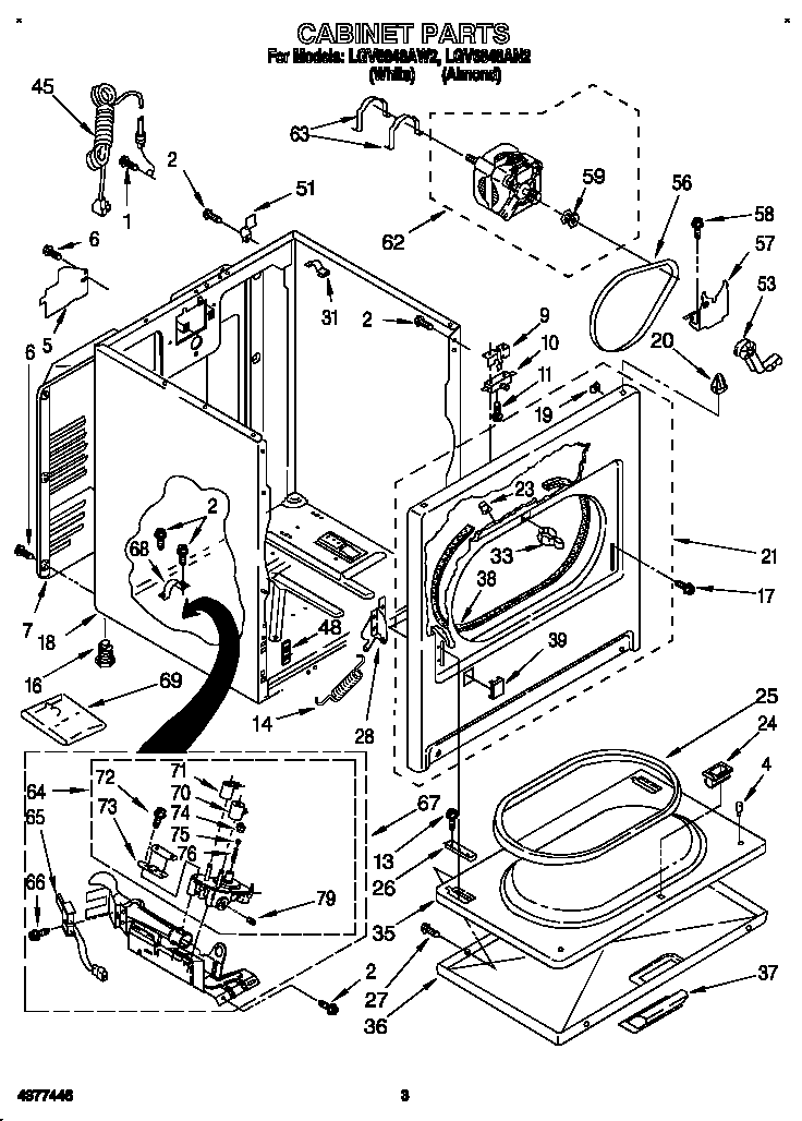 Whirlpool LGV6848AN2 cabinet diagram