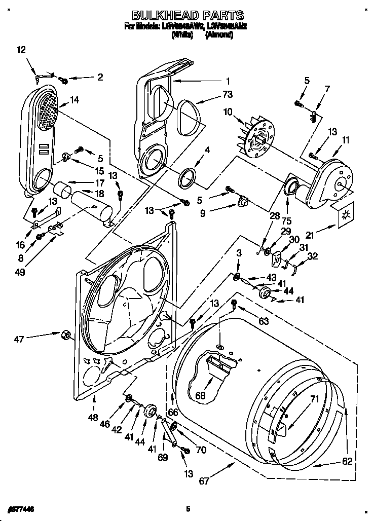 Whirlpool LGV6848AN2 bulkhead diagram
