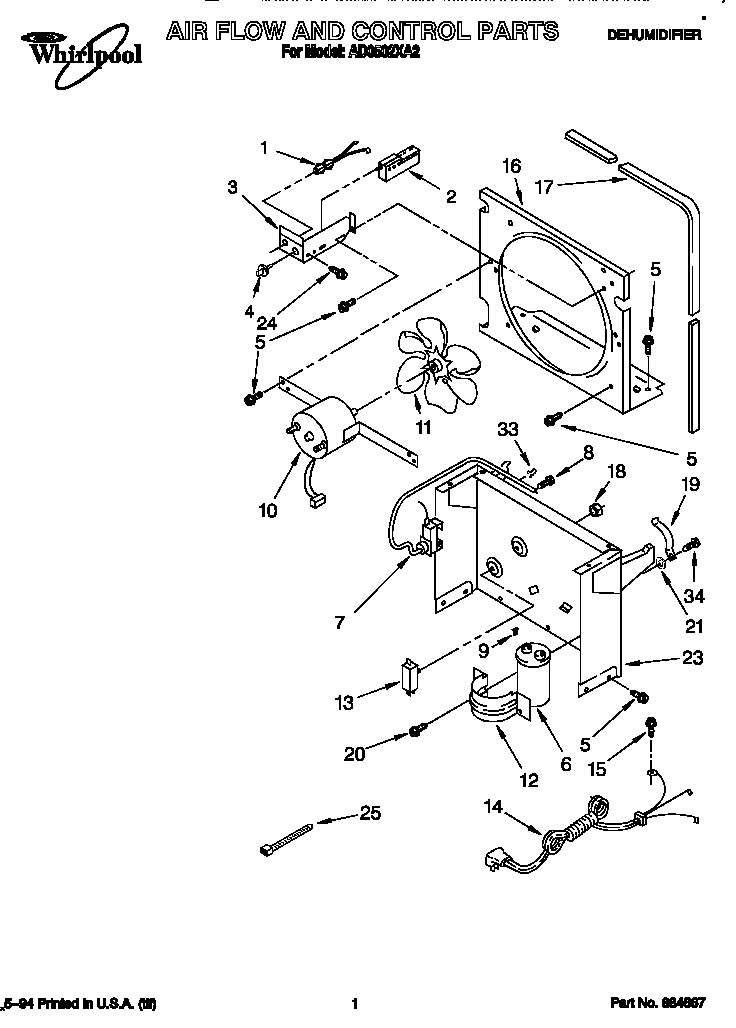 Whirlpool AD0502XA2 air flow and control diagram