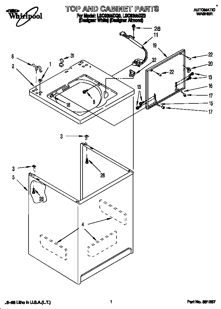 Whirlpool LSC9355DZ0 top and cabinet diagram