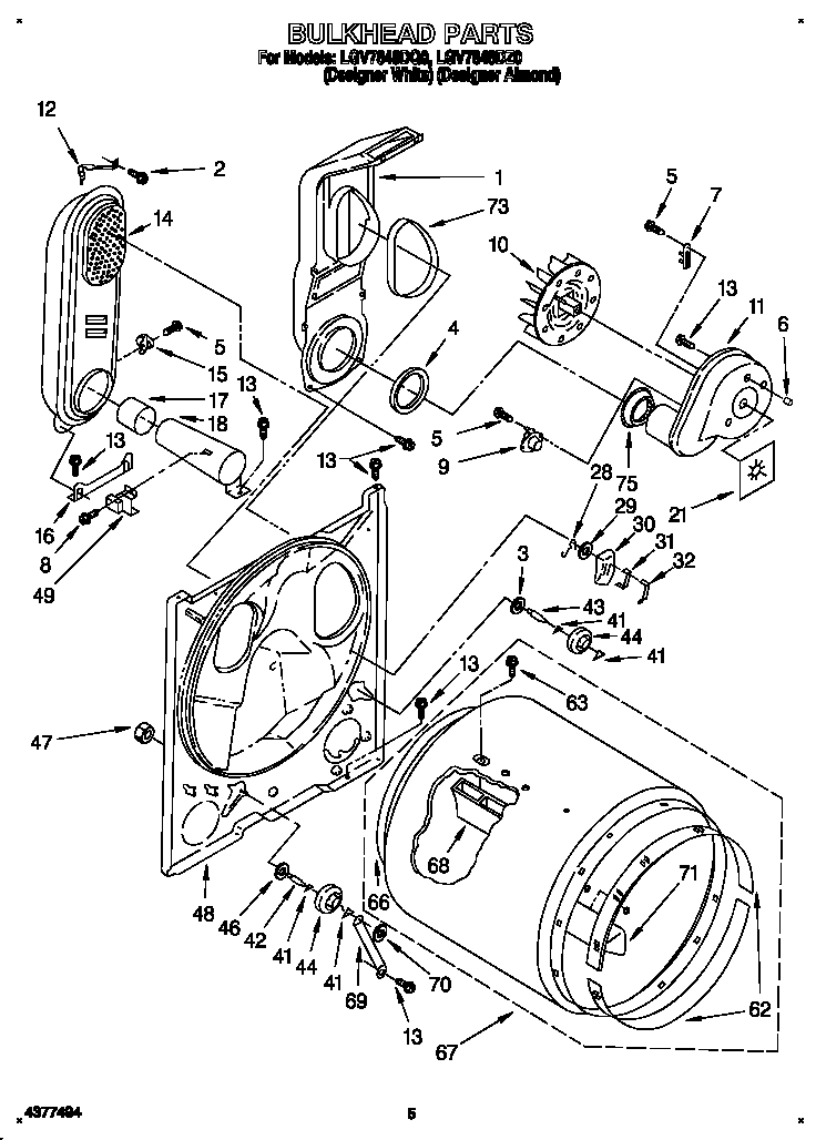 Whirlpool LGV7848DZ0 bulkhead diagram