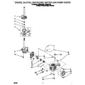 Whirlpool LSR8244DZ0 brake, clutch, gearcase, motor and pump diagram