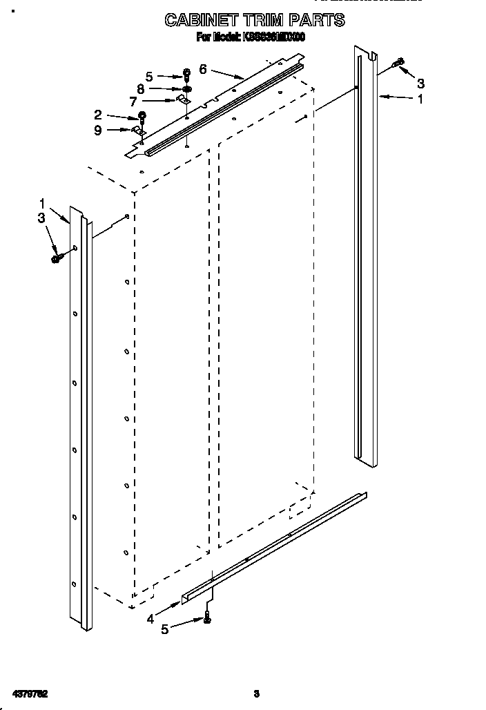 KitchenAid KSSS36MDX00 cabinet trim diagram