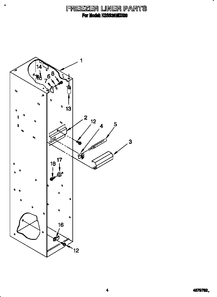 KitchenAid KSSS36MDX00 freezer liner diagram