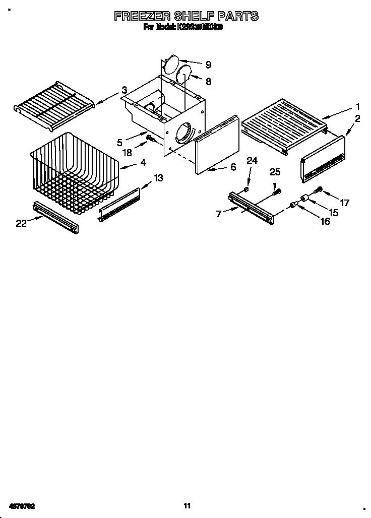 KitchenAid KSSS36MDX00 freezer shelf diagram