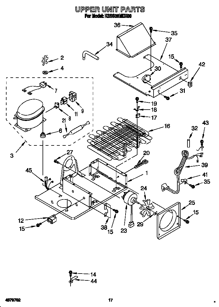 KitchenAid KSSS36MDX00 upper unit diagram