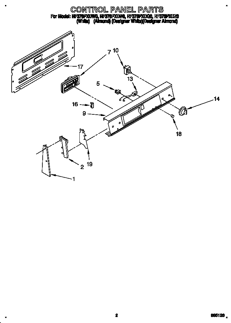 Whirlpool RF376PXDQ0 control panel diagram