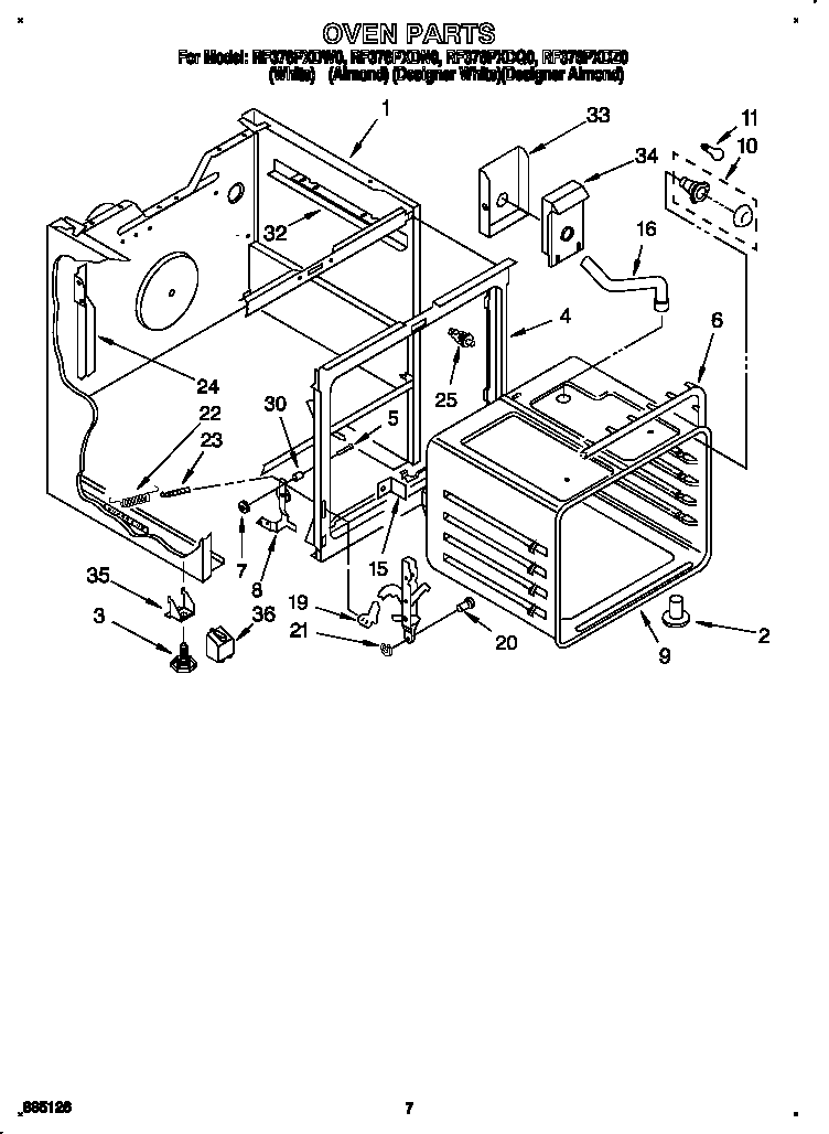 Whirlpool RF376PXDQ0 oven diagram