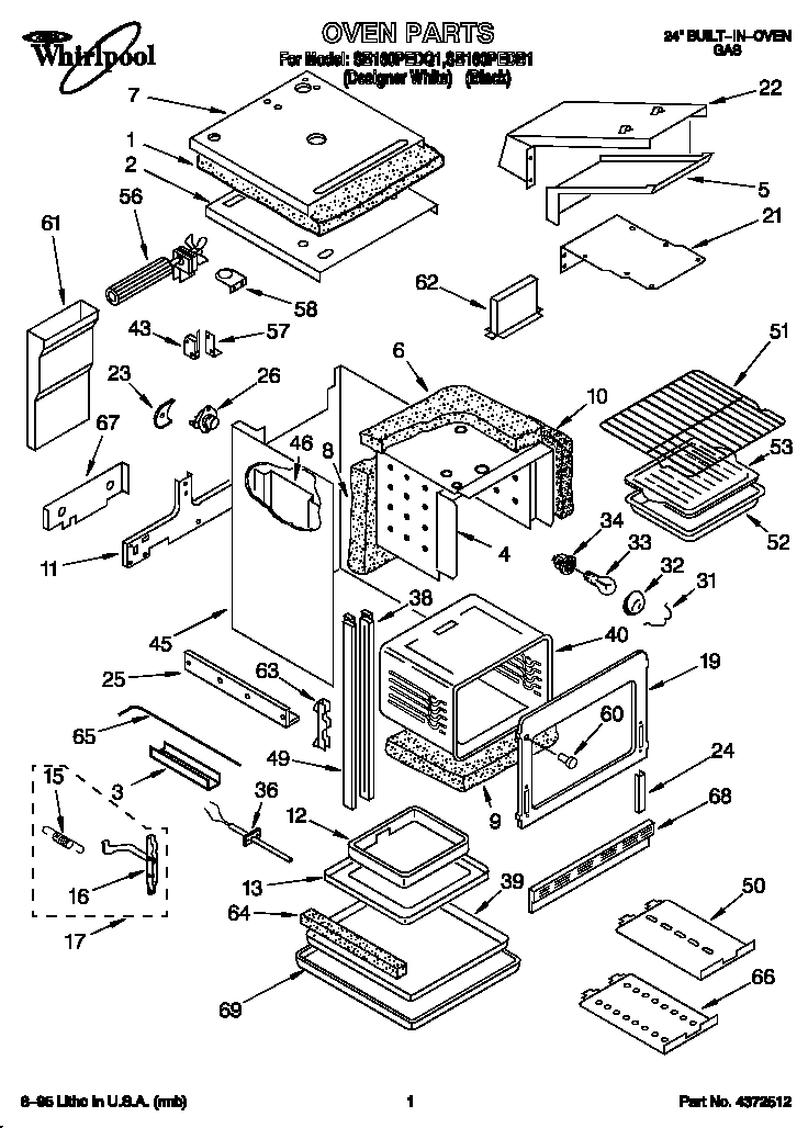 Whirlpool SB160PEDQ1 oven diagram