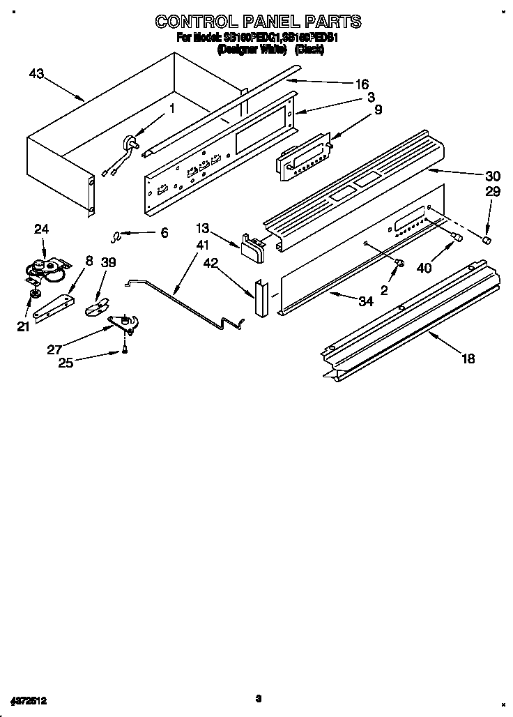 Whirlpool SB160PEDQ1 control panel diagram