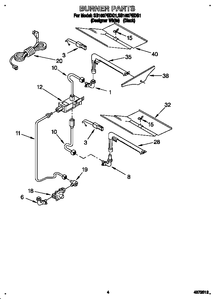 Whirlpool SB160PEDQ1 burner diagram