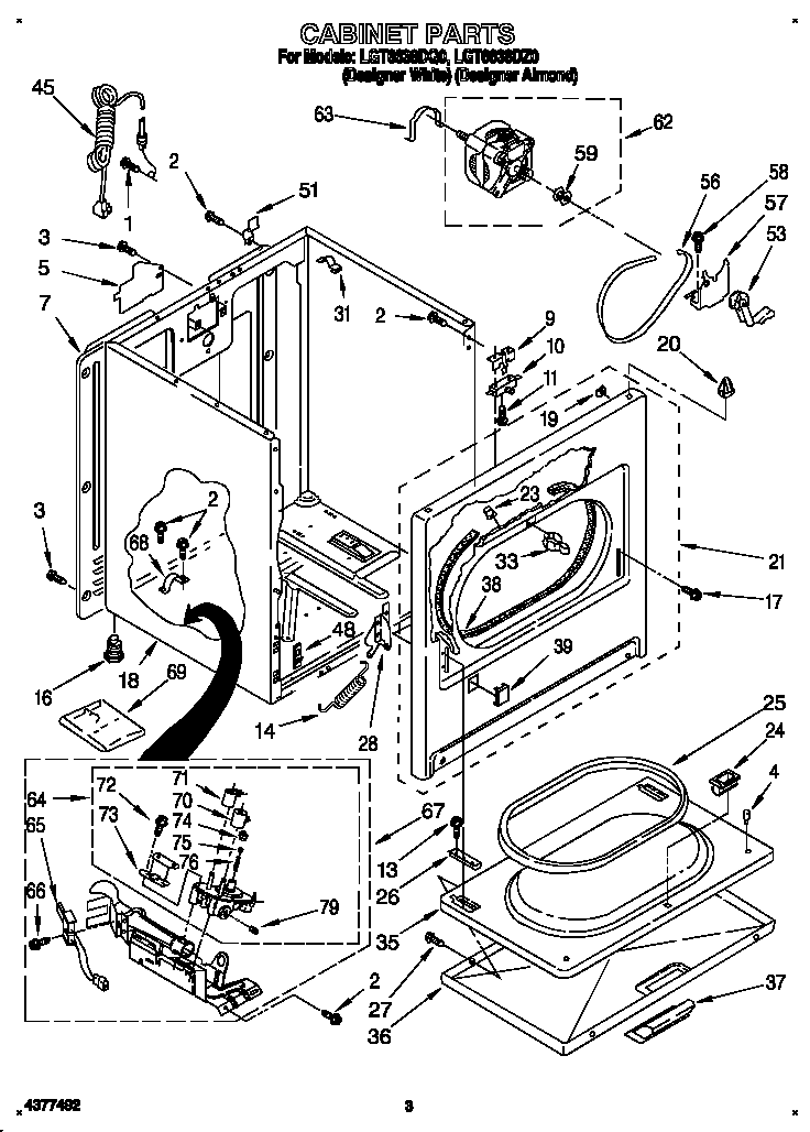 Whirlpool LGT6638DQ0 cabinet diagram