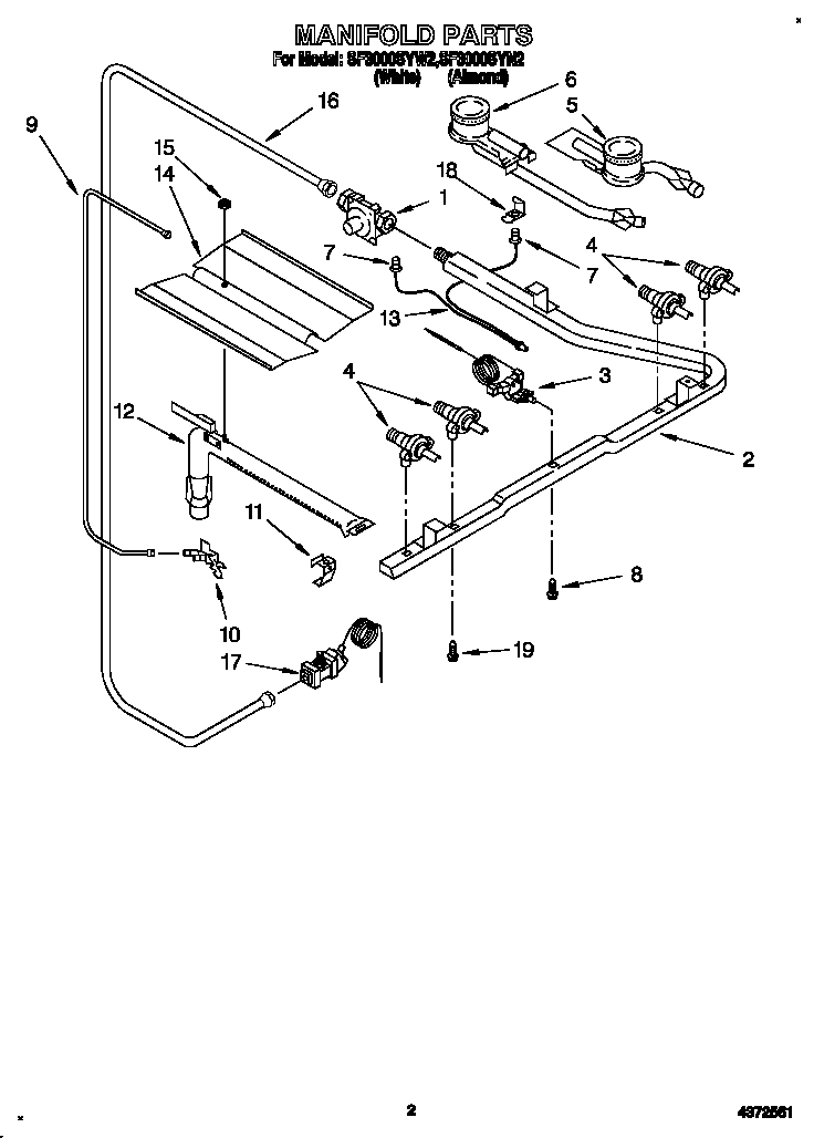 Whirlpool SF3000SYN2 manifold diagram
