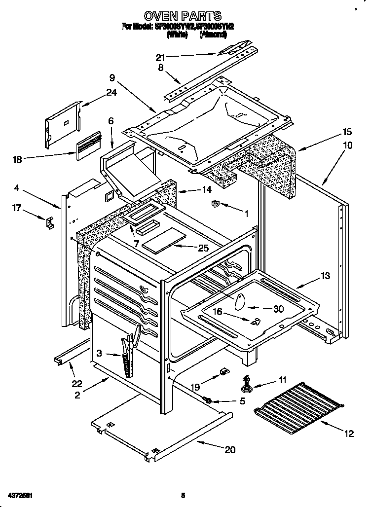 Whirlpool SF3000SYN2 oven diagram