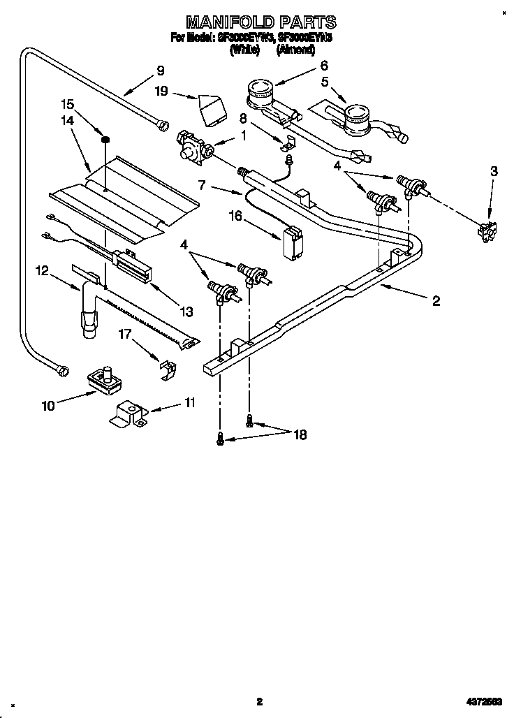Whirlpool SF3000EYW3 manifold diagram