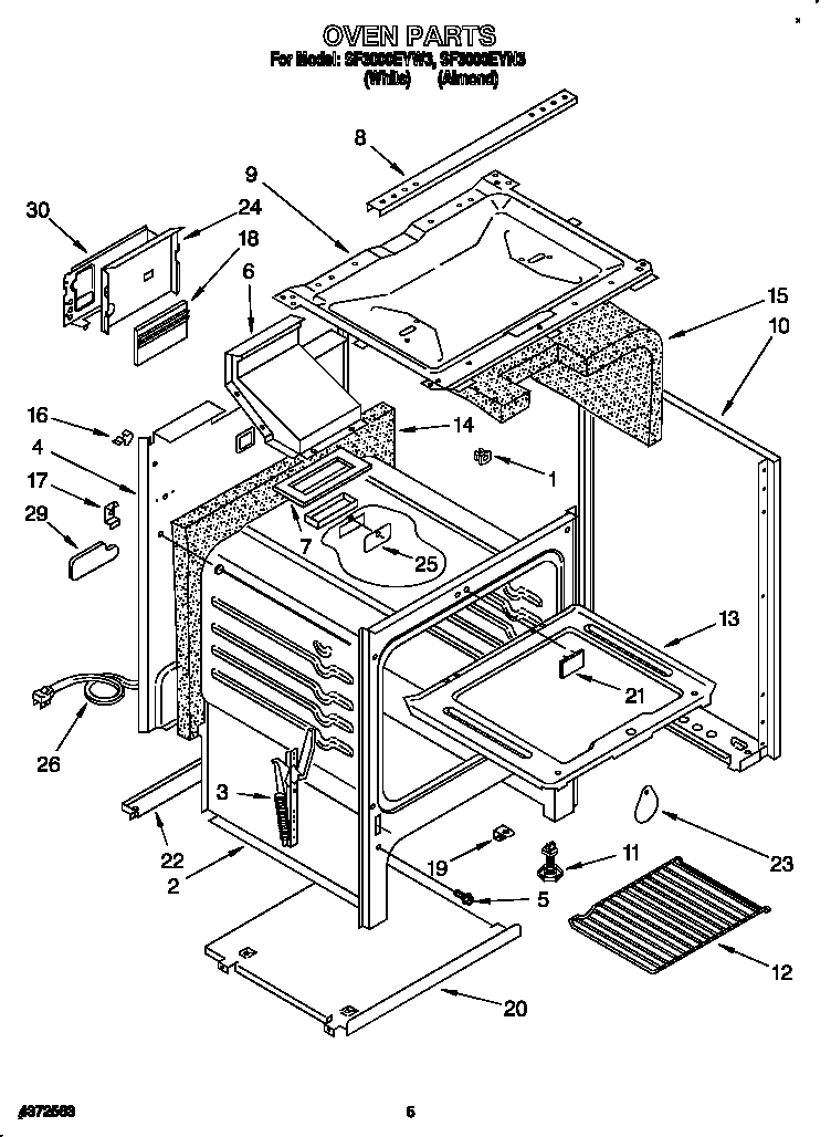 Whirlpool SF3000EYW3 oven diagram