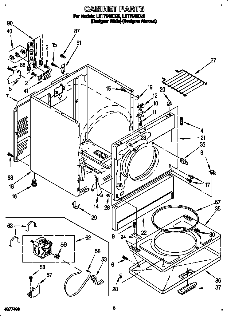 Whirlpool LET7646DZ0 cabinet diagram