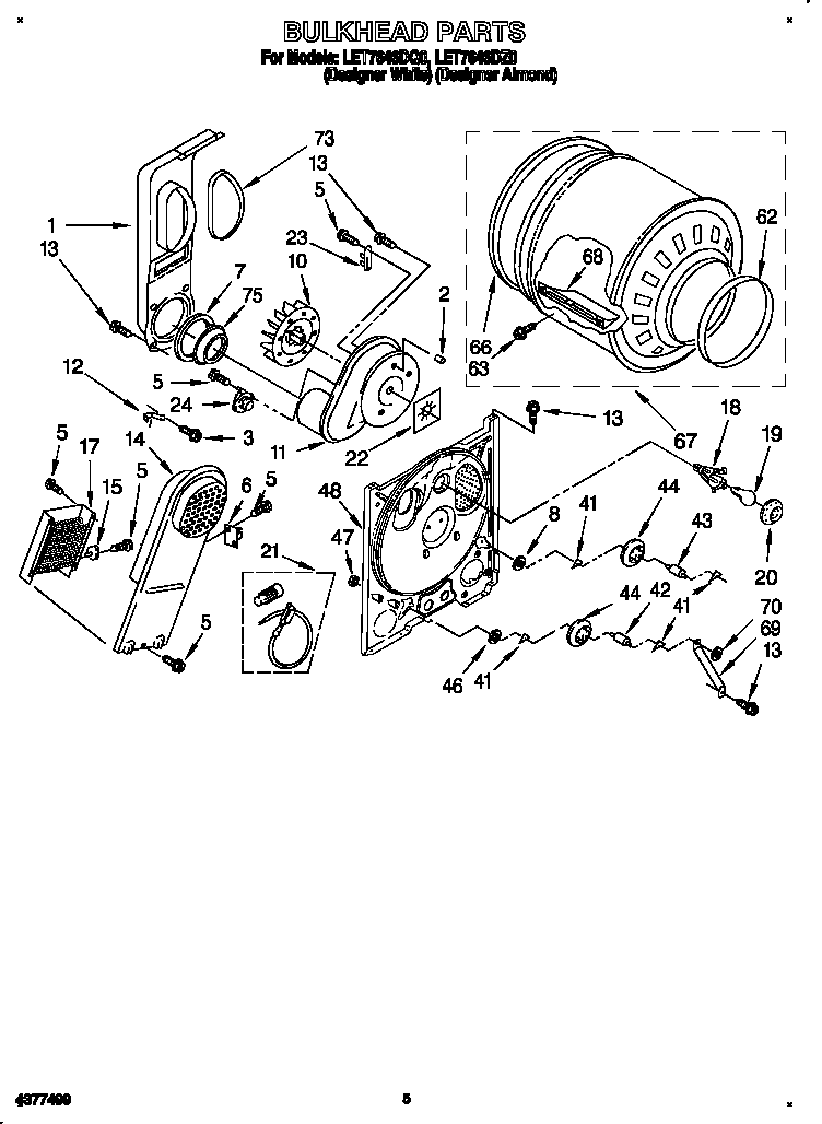 Whirlpool LET7646DZ0 bulkhead diagram