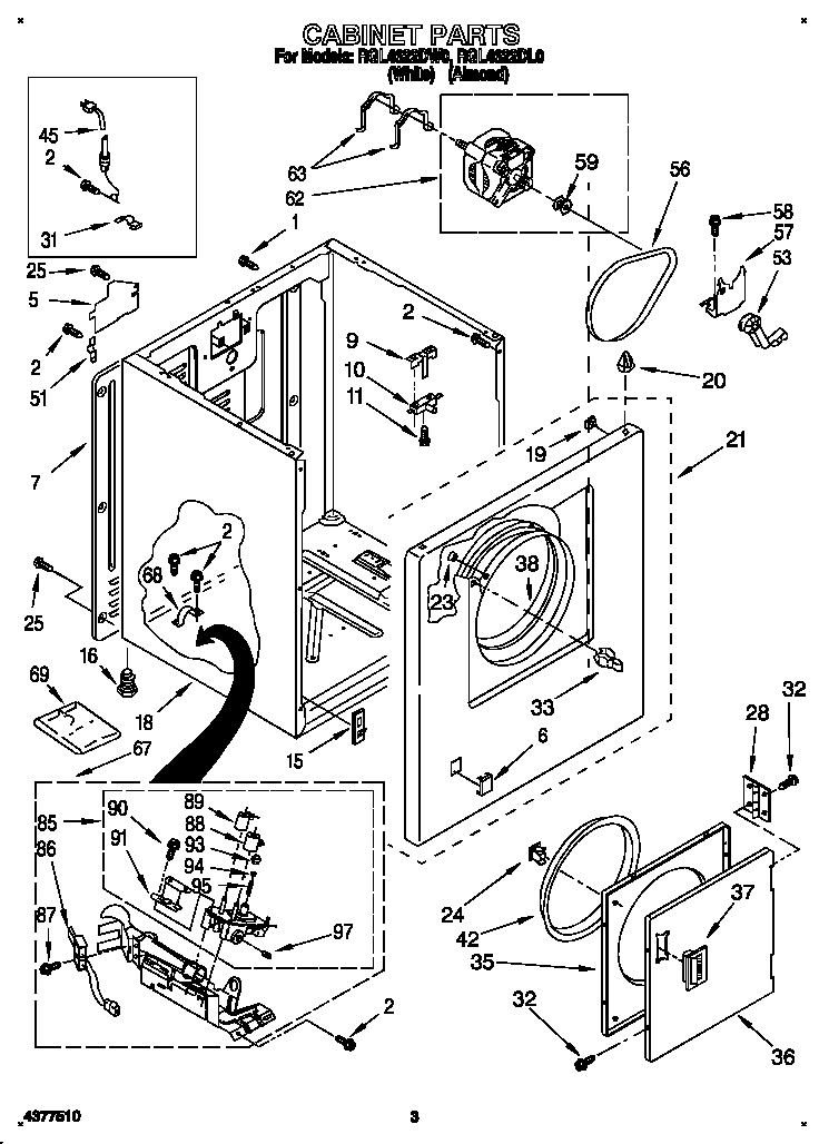 Roper RGL4622DL0 cabinet diagram