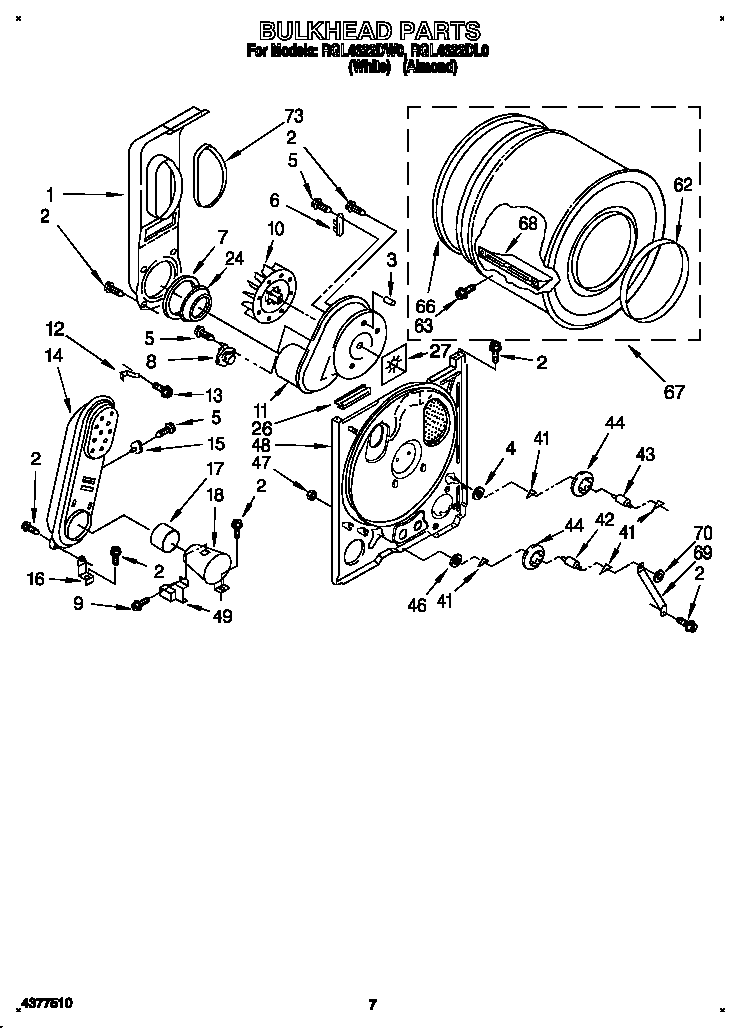 Roper RGL4622DL0 bulkhead diagram
