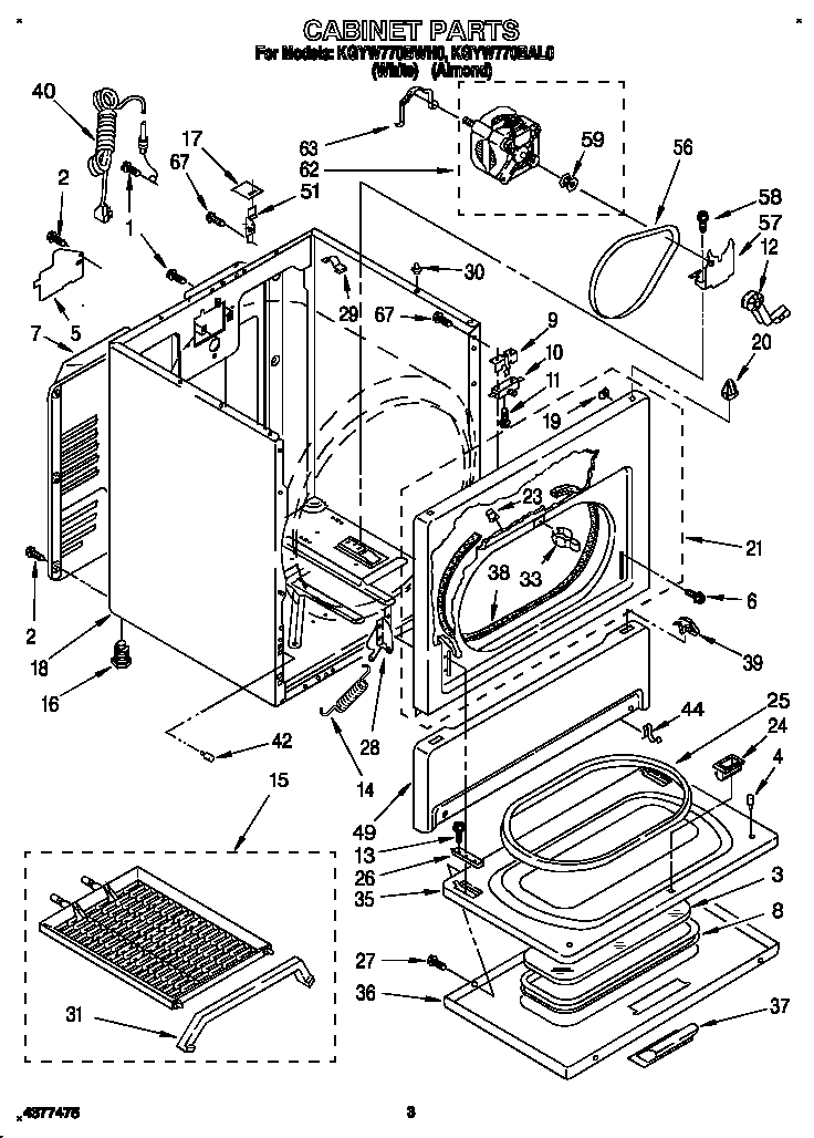 KitchenAid KGYW770BWH0 cabinet diagram