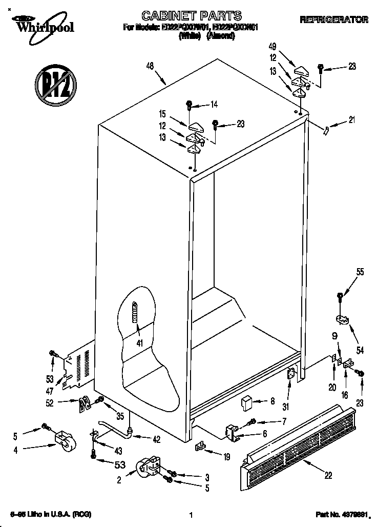 Whirlpool ED22PQXDN01 cabinet diagram