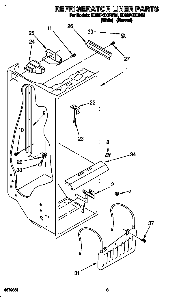 Whirlpool ED22PQXDN01 refrigerator liner diagram