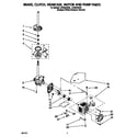 Whirlpool LSV8244DZ0 brake, clutch, gearcase, motor and pump diagram
