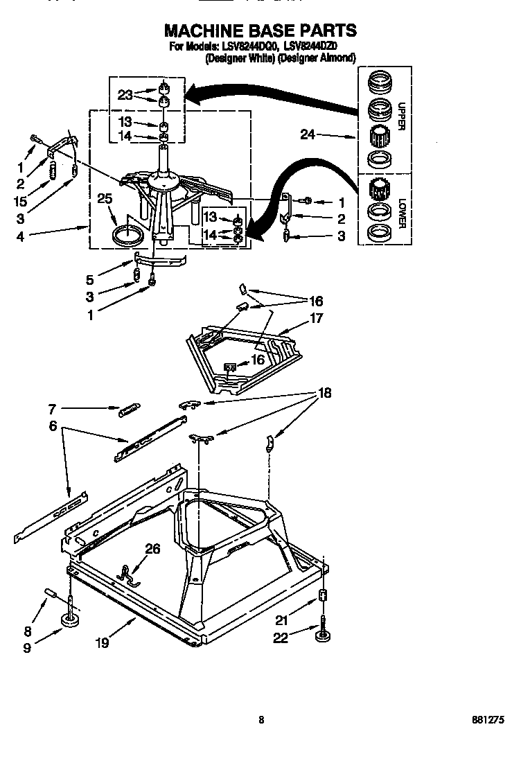 Whirlpool LSV8244DQ0 machine base diagram