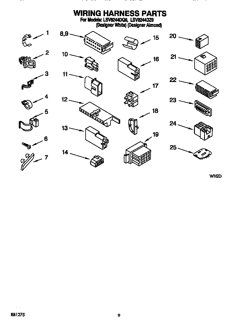 Whirlpool LSV8244DQ0 wiring harness diagram