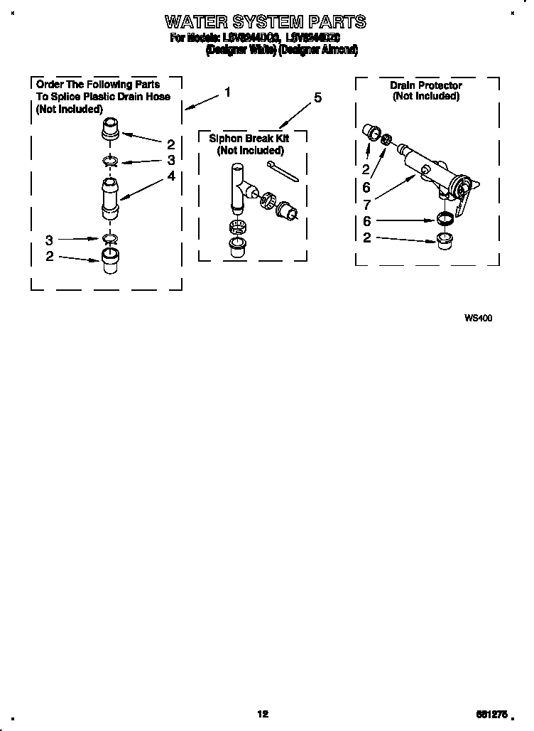 Whirlpool LSV8244DQ0 water system diagram