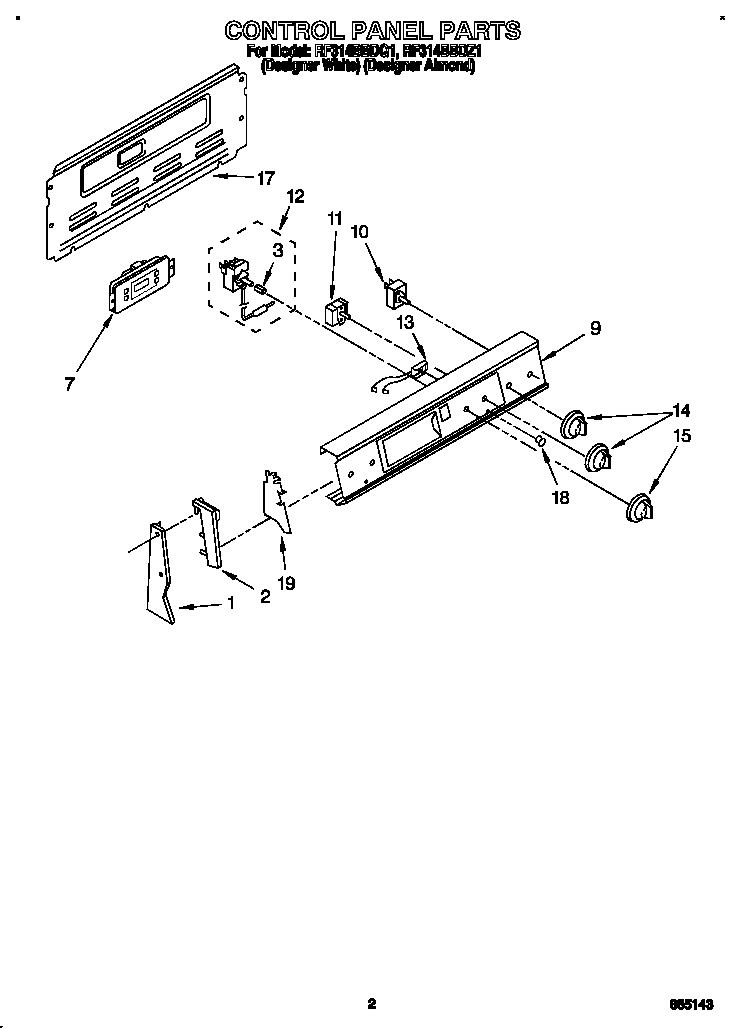 Whirlpool RF314BBDQ1 control panel diagram