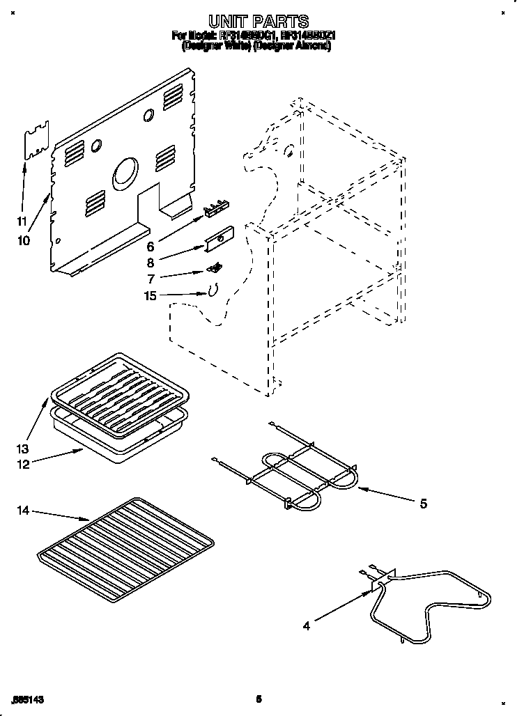 Whirlpool RF314BBDQ1 unit diagram