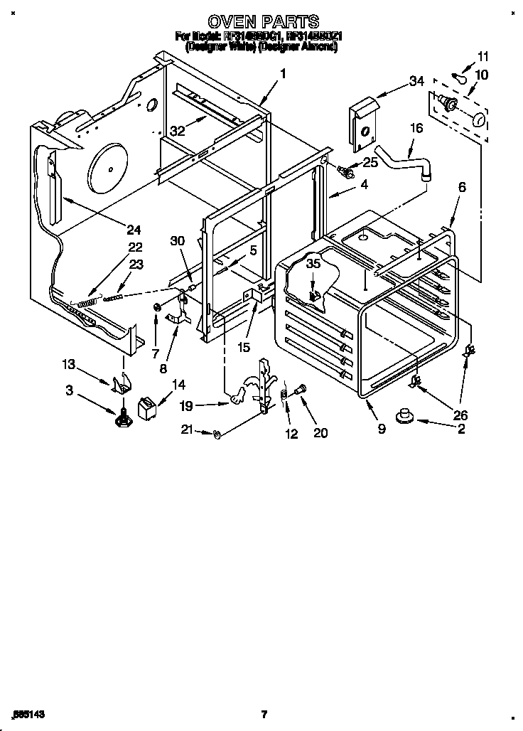Whirlpool RF314BBDQ1 oven diagram